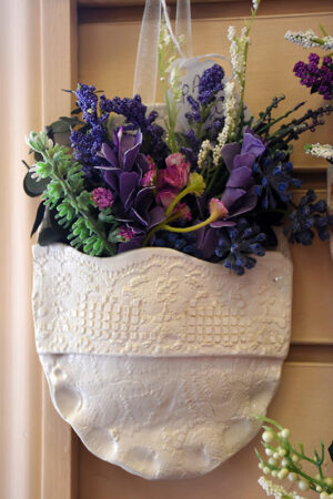 Flowers – Hand-thrown pottery, includes imitation flower material and eucalyptus