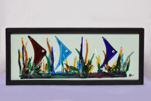 “Follow The Leader” Fused Glass, framed
