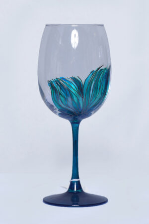 Mermaid Tail Hand Painted Stemmed Tall Wine Glass